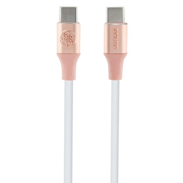 Guess Embossed Logo USB-C / USB-C kabelis 1.5m, rozā