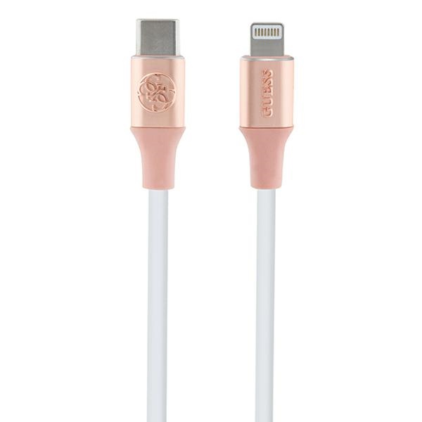 Guess USB-C / Lightning vads 1.5m Embossed Logo, rozā