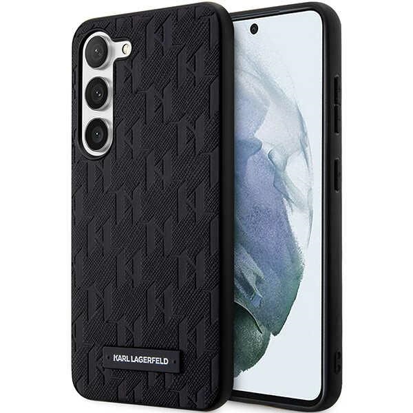 Karl Lagerfeld Samsung Galaxy S24+ vāciņš Saffiano Mono Metal Logo, melns
