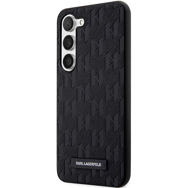 Karl Lagerfeld Samsung Galaxy S24+ vāciņš Saffiano Mono Metal Logo, melns