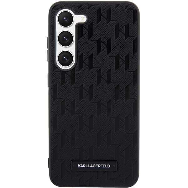Karl Lagerfeld Samsung Galaxy S24+ vāciņš Saffiano Mono Metal Logo, melns