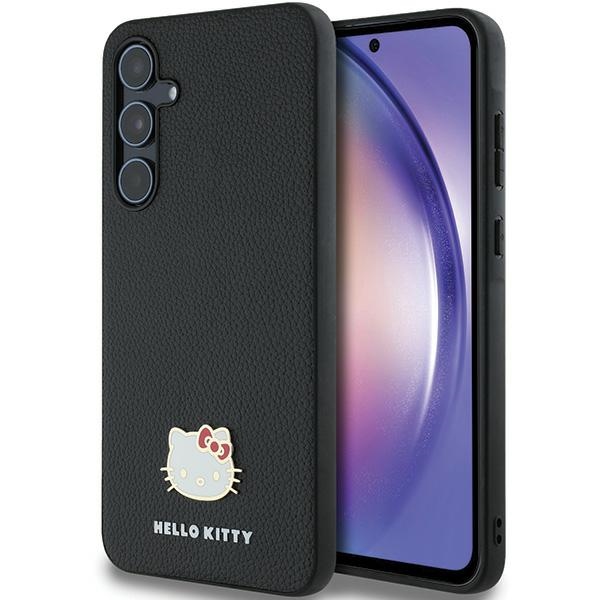 Hello Kitty Samsung Galaxy A55 vāciņš Metal Logo Kitty Head, melns
