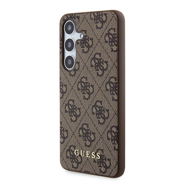 Guess Samsung Galaxy A35 vāciņš 4G Metal Gold Logo, brūns