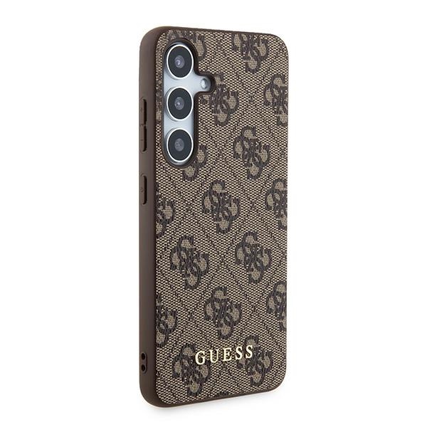 Guess Samsung Galaxy A35 vāciņš 4G Metal Gold Logo, brūns
