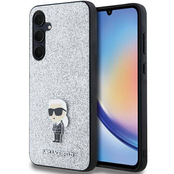 Karl Lagerfeld Samsung Galaxy A35 vāciņš Fixed Glitter Ikonik, sudraba