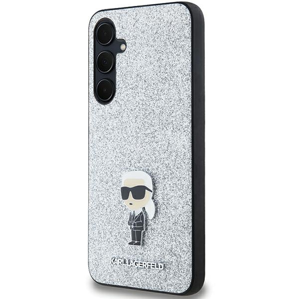 Karl Lagerfeld Samsung Galaxy A35 vāciņš Fixed Glitter Ikonik, sudraba
