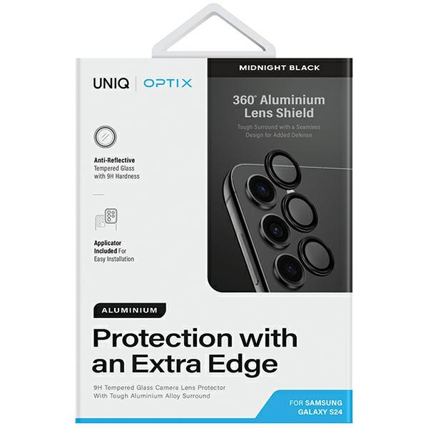 Uniq Optix Aluminum kameras objektīva aizsargs Samsung Galaxy S24, melns