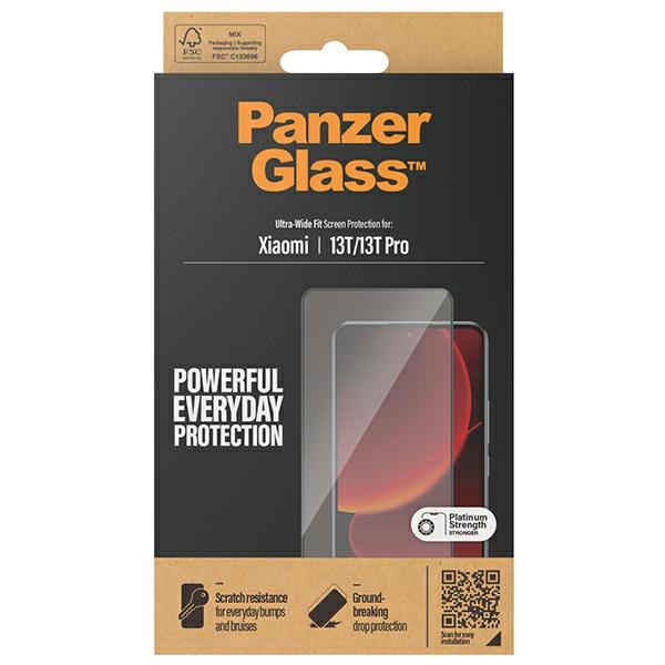 PanzerGlass Ultra-Wide Fit Antibakteriāls rūdīts stikls Xiaomi 13T / Pro - Ar melnu rāmi | Antibacterial Tempered...