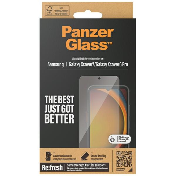 PanzerGlass Ultra-Wide Fit rūdīts stikls priekš Samsung Galaxy Xcover7 / Xcover6 Pro | Tempered Glass for