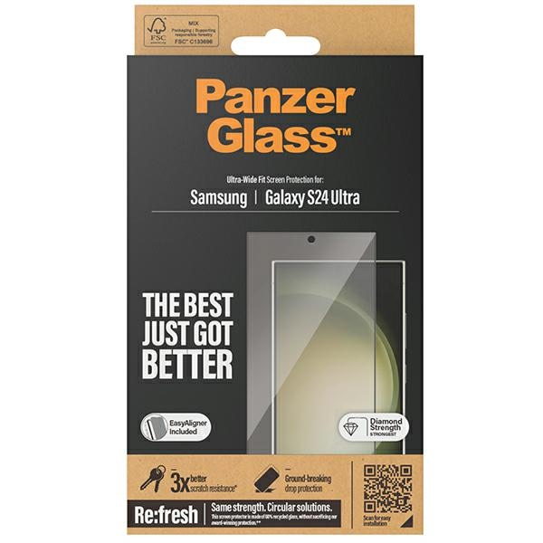 PanzerGlass Ultra-Wide Fit rūdīts stikls ar aplikatoru priekš Samsung Galaxy S24 Ultra | Tempered Glass with...
