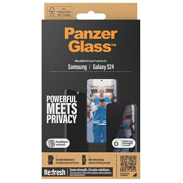 PanzerGlass Ultra-Wide Fit aizsargstikls ar aizsargstiklu un pozicionētāju Samsung Galaxy S24 | Privacy Tempered...