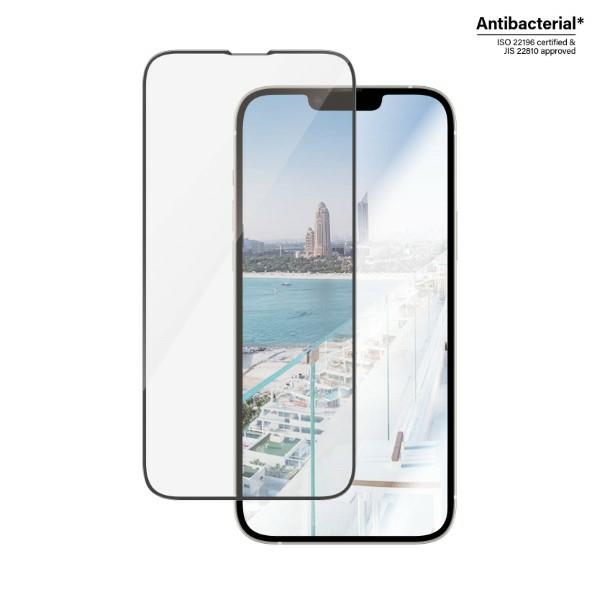 PanzerGlass Ultra-Wide Fit antibakteriāls rūdīts stikls ar atspīduma filtru un pozicionēšanas ierīci iPhone 14...