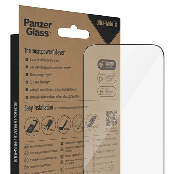 PanzerGlass Ultra-Wide Fit antibakteriāls rūdīts stikls ar pozicionētāju iPhone 14 Pro tālrunim | Antibacterial...