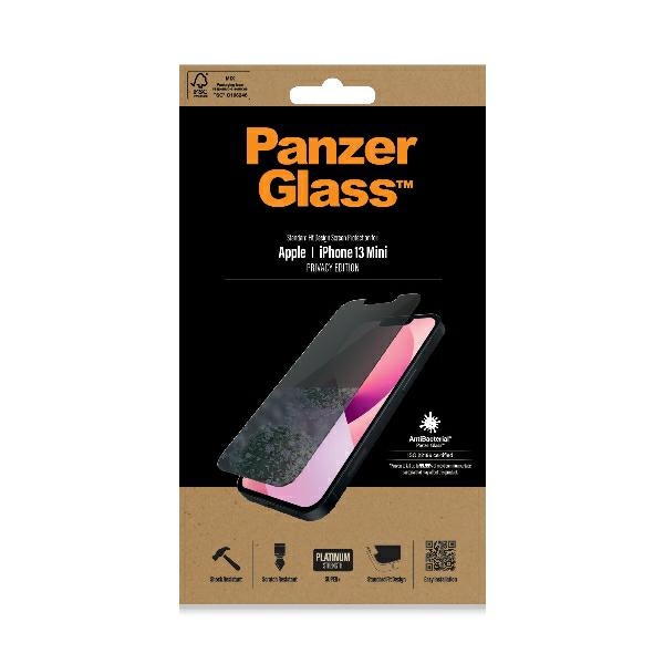 PanzerGlass Standard Super+ antibakteriāls privatizējošs rūdīts stikls priekš iPhone 13 mini | antibacterial...