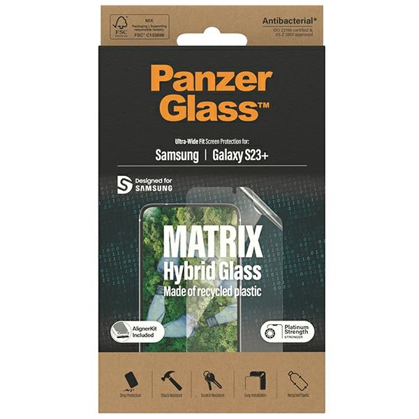 PanzerGlass Matrix hibrīds stikls ar pozicionieri Samsung Galaxy S23+ | hybrid glass with positioner for