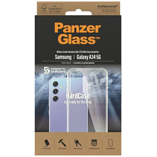 PanzerGlass HardCase antibakteriāls militāri sertificēts apvalks Samsung Galaxy A34 5G - caurspīdīgs |...