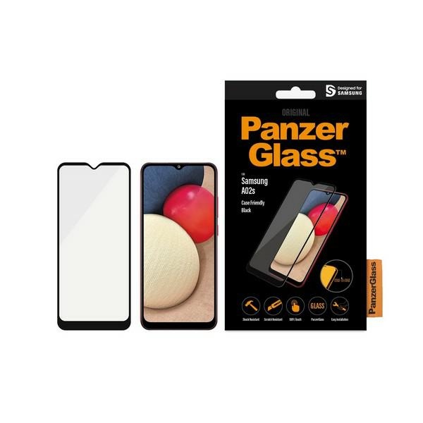 PanzerGlass Samsung Galaxy A02s aizsargstikls E2E Super+ ar melnu rāmi