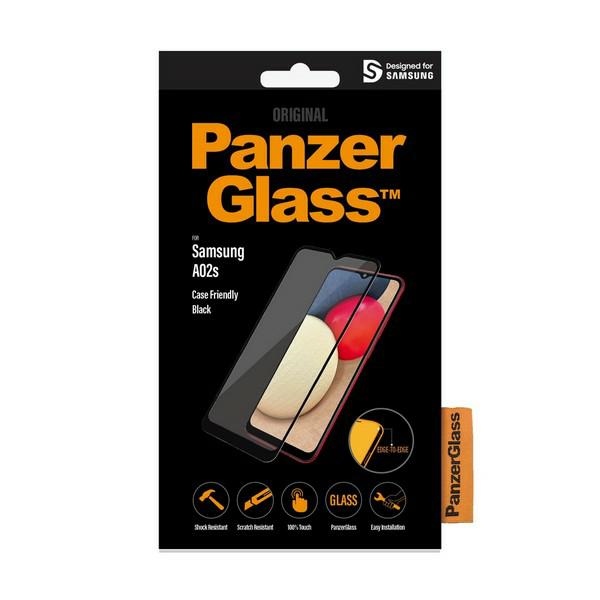 PanzerGlass Samsung Galaxy A02s aizsargstikls E2E Super+ ar melnu rāmi
