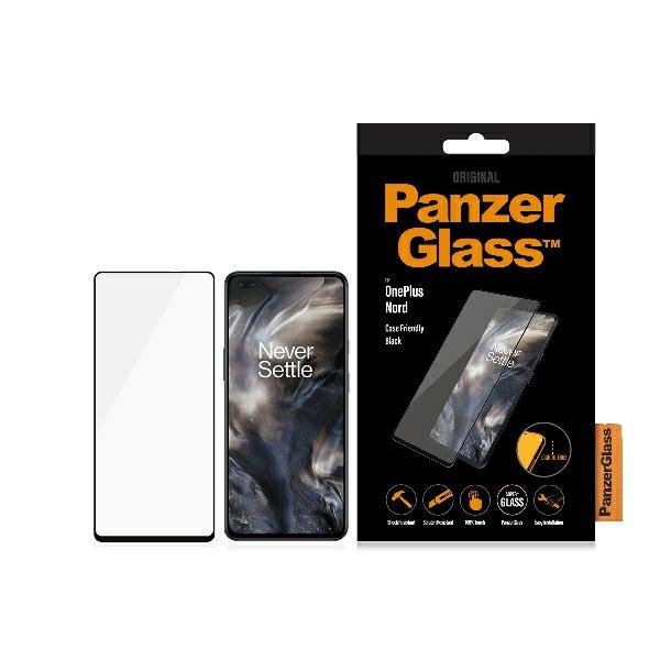 PanzerGlass OnePlus Nord aizsargstikls E2E Super+, melns rāmis