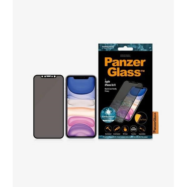 Panzerglass iPhone XR / 11 aizsargstikls E2E Super+ Privacy, melns rāmis