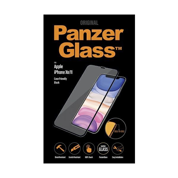 PanzerGlass iPhone XR / 11 aizsargstikls E2E Super+, melns rāmis