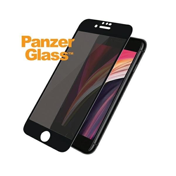 PanzerGlass iPhone 6 / 6s / 7 / 8 / SE aizsargstikls E2E Super+ Privacy, melns rāmis