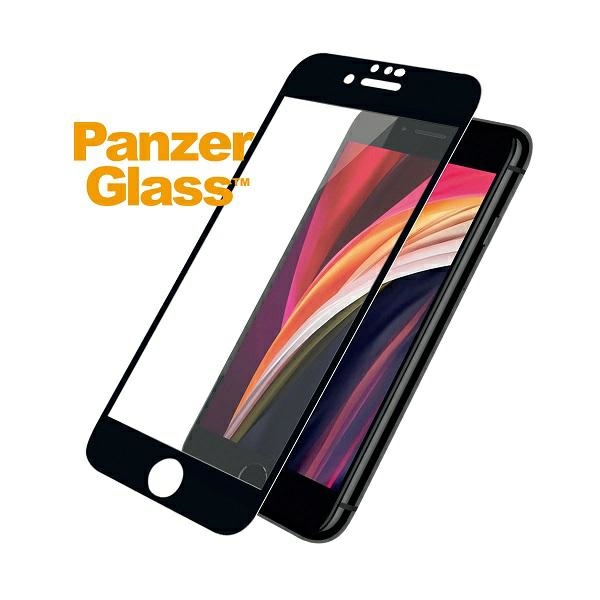 PanzerGlass iPhone 6 / 7 / 8 / SE aizsargstikls E2E Super+, melns rāmis