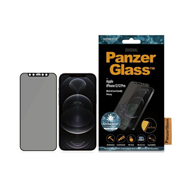 PanzerGlass iPhone 12 / 12 Pro aizsargstikls Privacy, melns rāmis