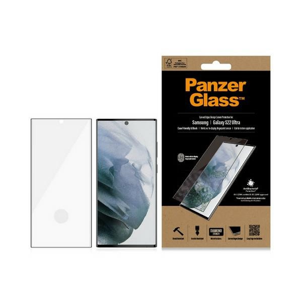 PanzerGlass E2E Microfracture aizsargstikls Samsung Galaxy S22 Ultra, melns rāmis