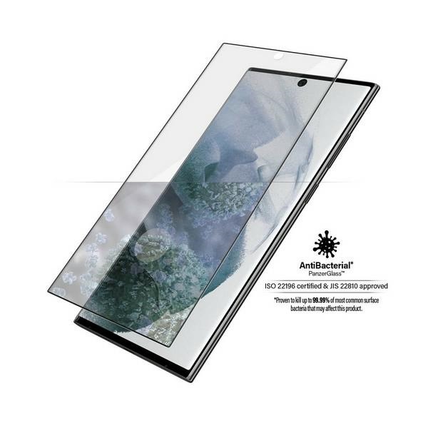 PanzerGlass E2E Microfracture aizsargstikls Samsung Galaxy S22 Ultra, melns rāmis