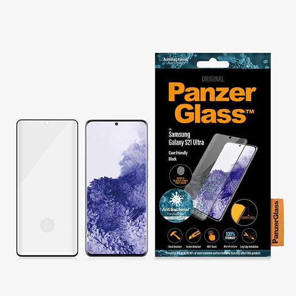 PanzerGlass Samsung Galaxy S21 Ultra aizsargstikls E2E Microfracture, melns rāmis