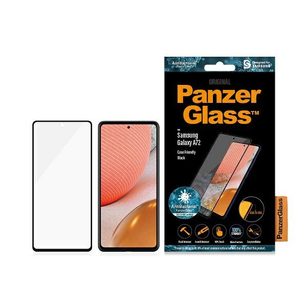 PanzerGlass E2E Microfracture aizsargstikls Samsung Galaxy A72, melns rāmis
