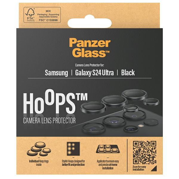 PanzerGlass aproces Camera Protection priekš Samsung Galaxy S24 Ultra - ar melnu rāmi | Hoops for with Black Frame