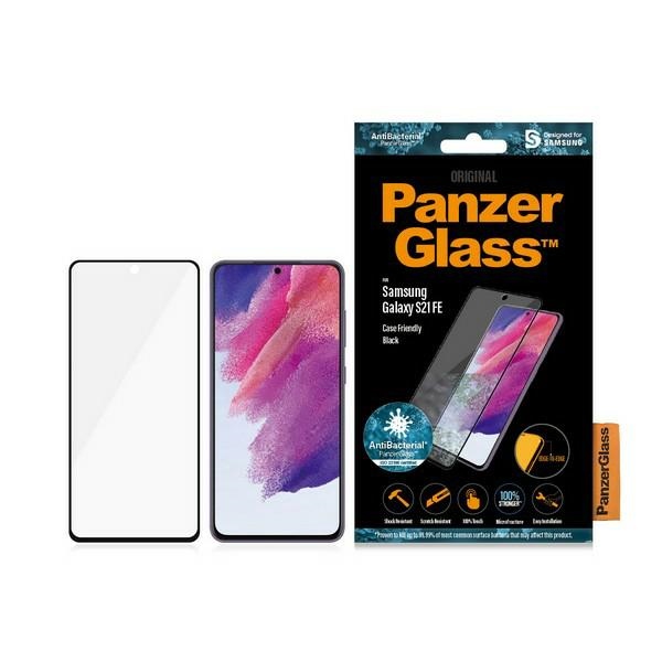 PanzerGlass E2E Microfracture aizsargstikls Samsung Galaxy S21 FE, melns rāmis