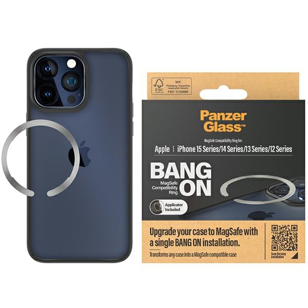 PanzerGlass Bang ON MagSafe gredzens iPhone 12 / 13 / 14 / 15, sudraba