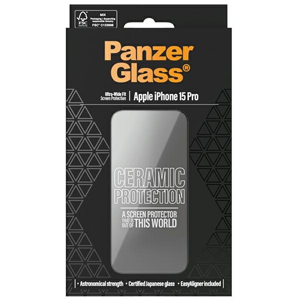 PanzerGlass Ceramic Aizsargstikls iPhone 15 Pro ar pozicionēšanas ierīci | Protection glass for with positioner