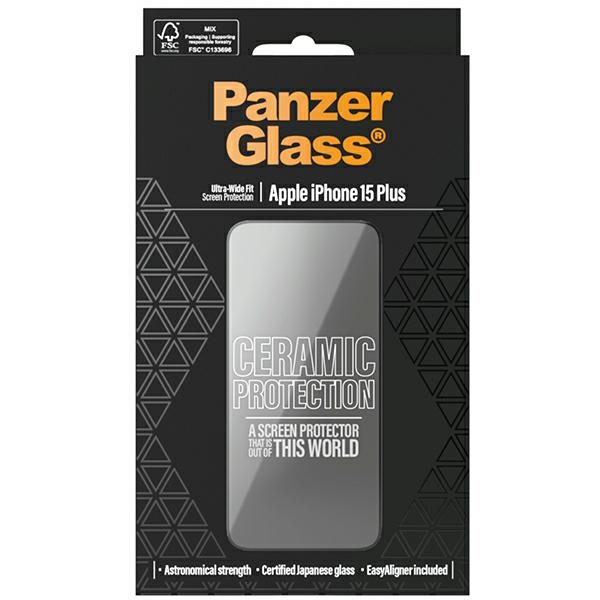 PanzerGlass Ceramic Protection aizsargstikls iPhone 15 Plus ar rāmīti