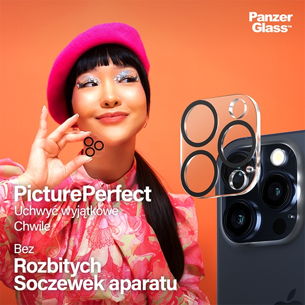 PanzerGlass Picture Perfect Camera aizsardzība iPhone 15 Pro / Max - ar melnu rāmi | Protection for with Black Frame