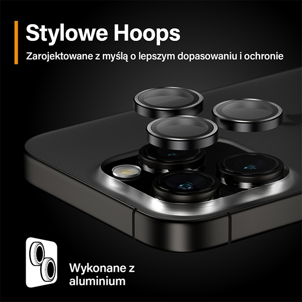 PanzerGlass Hoops kameras aizsardzība iPhone 15 Pro / Max - ar melnu rāmi | Camera Protection for with Black Frame