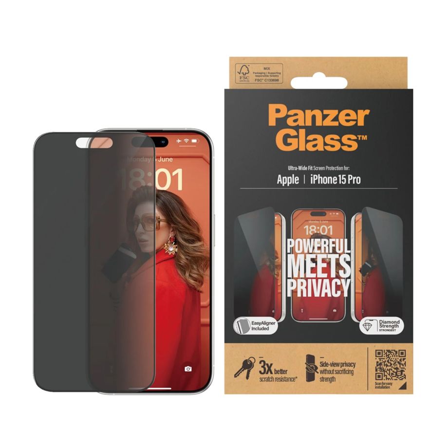 PanzerGlass Ultra-Wide Fit Privacy aizsargstikls iPhone 15 Pro