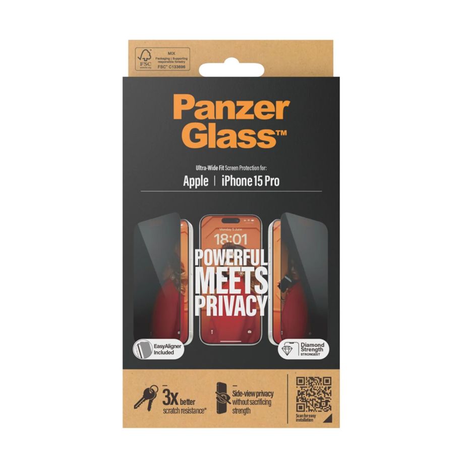 PanzerGlass Ultra-Wide Fit Privacy aizsargstikls iPhone 15 Pro