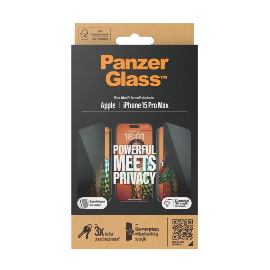 PanzerGlass Ultra-Wide Fit Privacy aizsargstikls iPhone 15 Pro Max