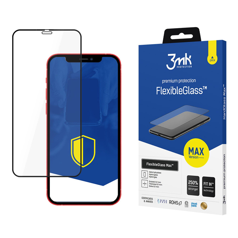 Apple iPhone 12 / 12 Pro 6.1'' 3MK Flexibleglass Max Lokāms Aizsargstikls uz Visu Ekrānu | Tempered Glass Full Screen...