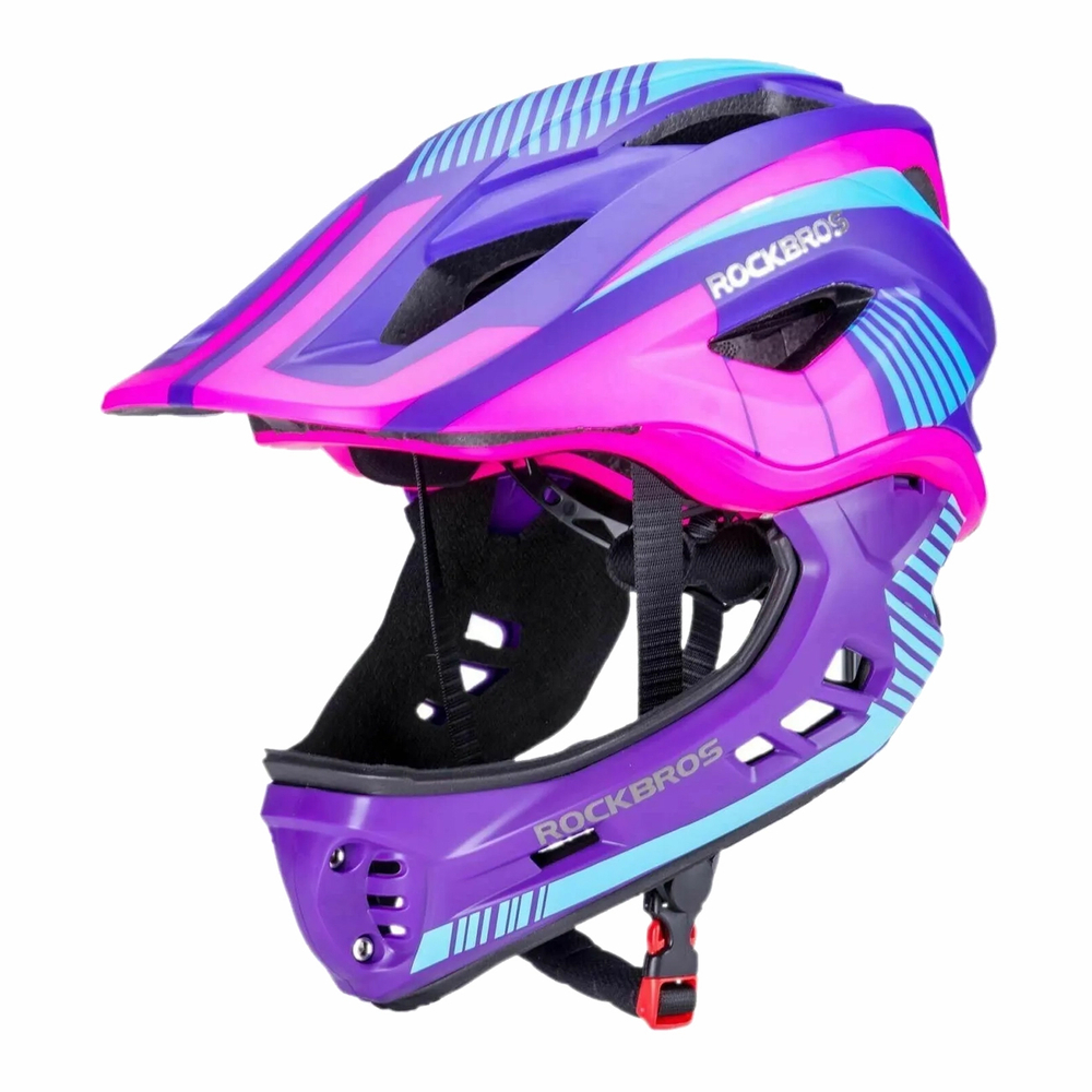 Rockbros TT-32SBPP-M bērnu veloķivere ar noņemamu zoda aizsargu, M, violeti rozā