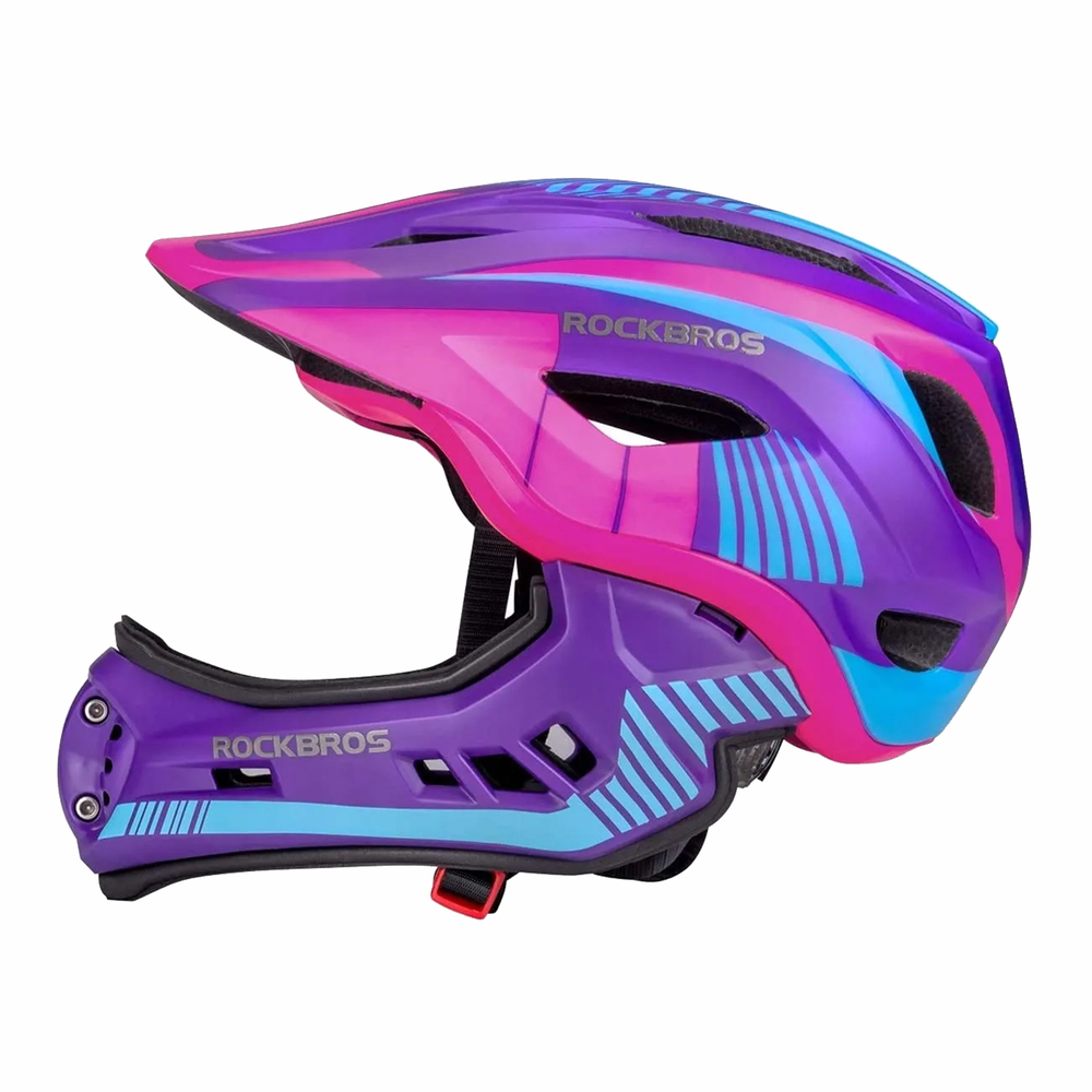 Rockbros TT-32SBPP-M bērnu veloķivere ar noņemamu zoda aizsargu, M, violeti rozā