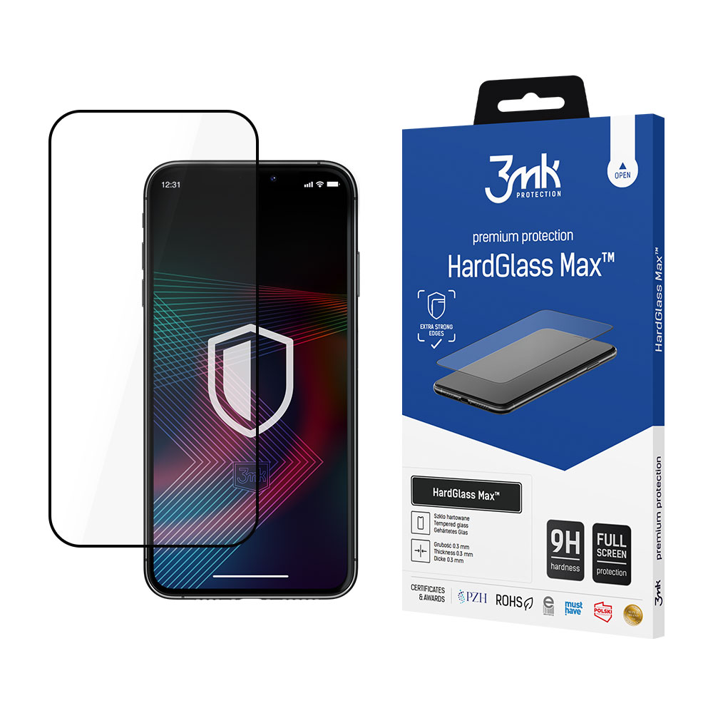 3mk HardGlass Max™ aizsargstikls iPhone 14 Pro Max, melns