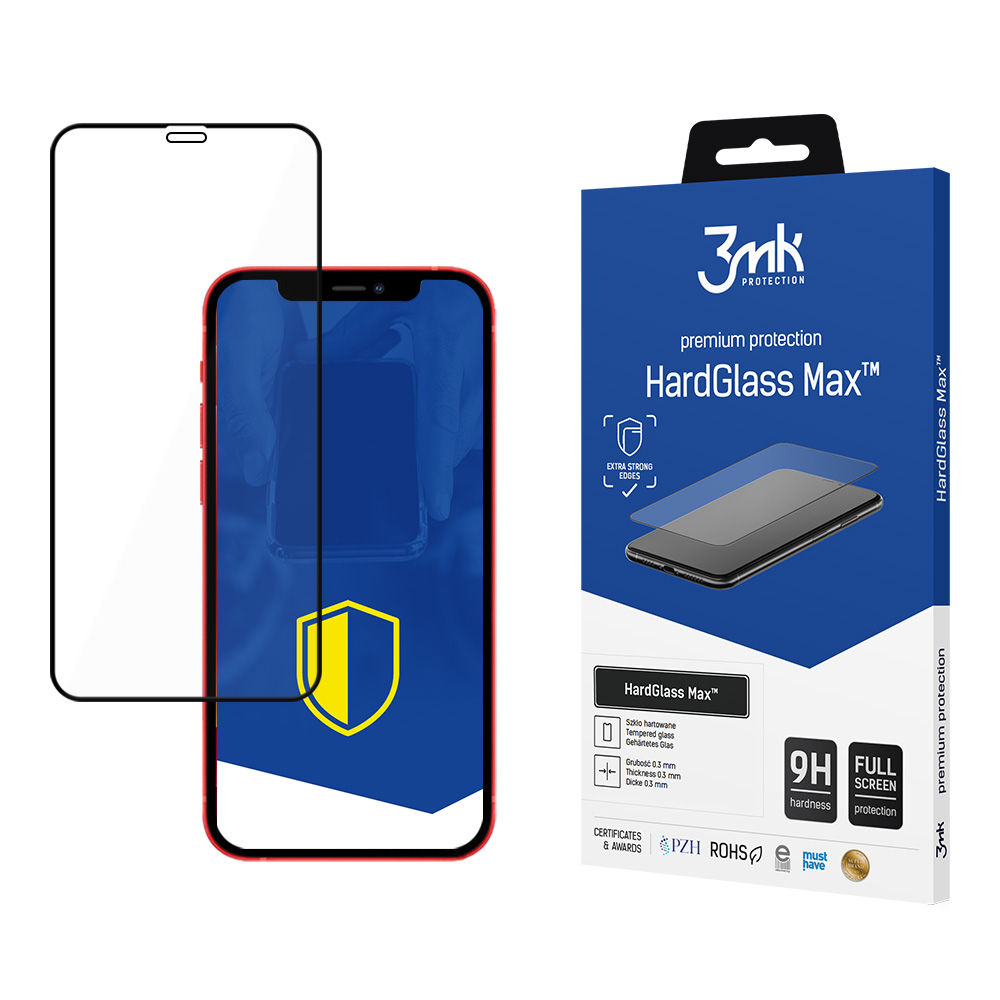 3Mk HardGlass Max™ aizsargstikls iPhone 12 Pro Max, melns