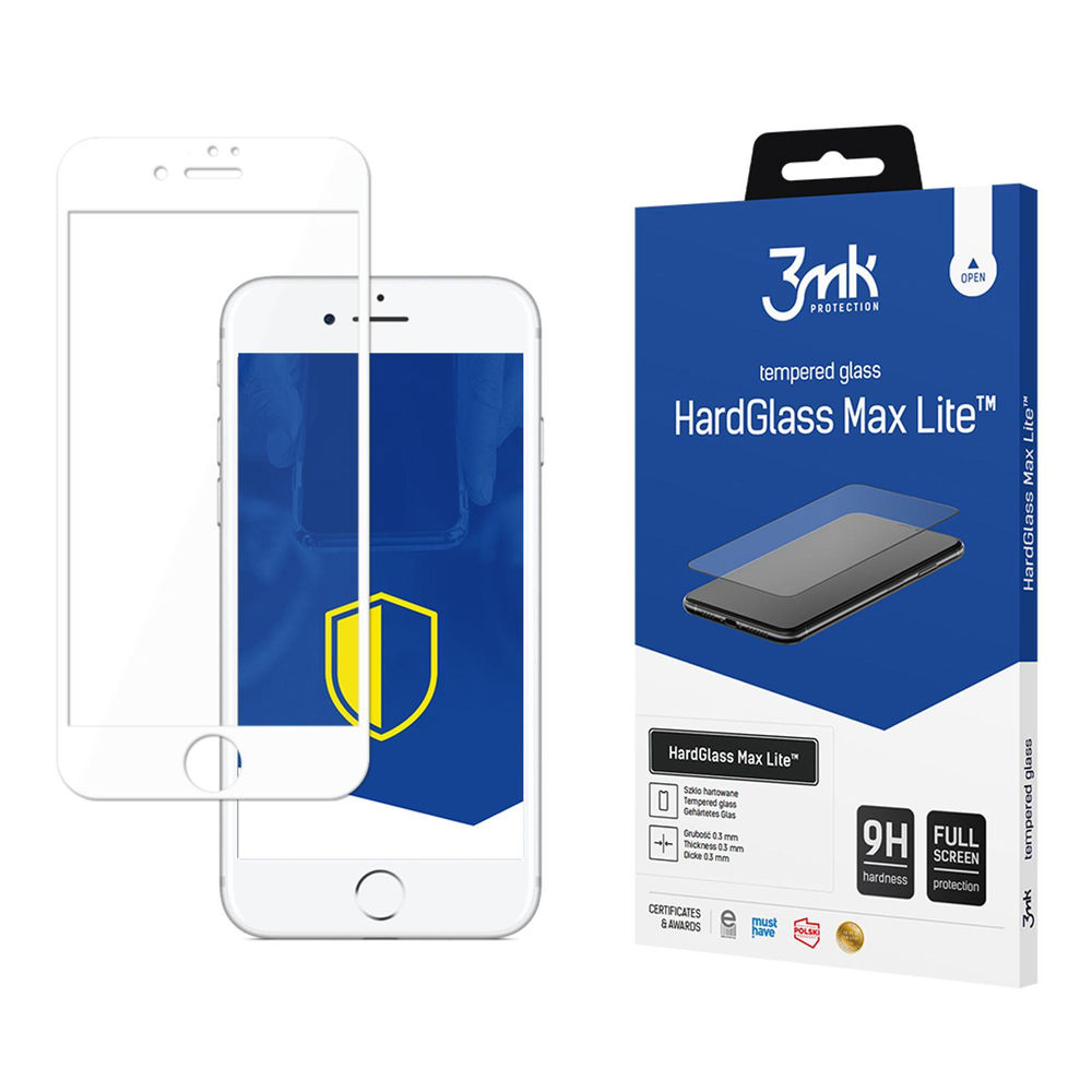 3mk HardGlass Max Lite aizsargstikls iPhone 7 / 8, balts