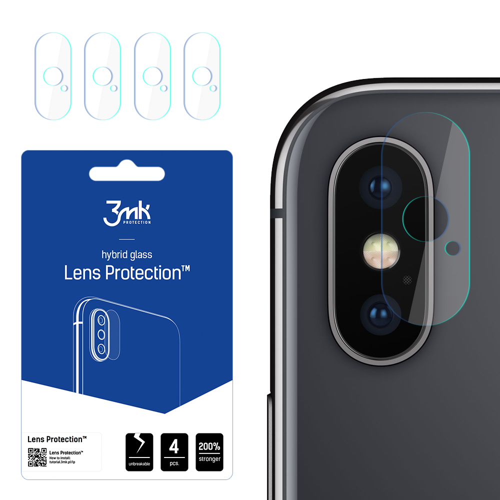 Apple iPhone X 5.8'' Aizmugurējās Kameras Aizsargstikls, 4 gab. | 3MK Lens Protection Back Camera Tempered Glass...