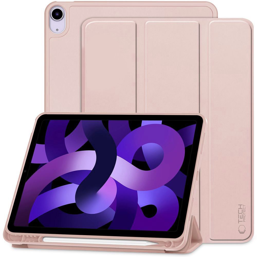 Tech-Protect iPad Air 10.9 (2020/2022) / 11 (2024) atverams vāciņš maciņš grāmatiņa SmartCase Pen, rozā